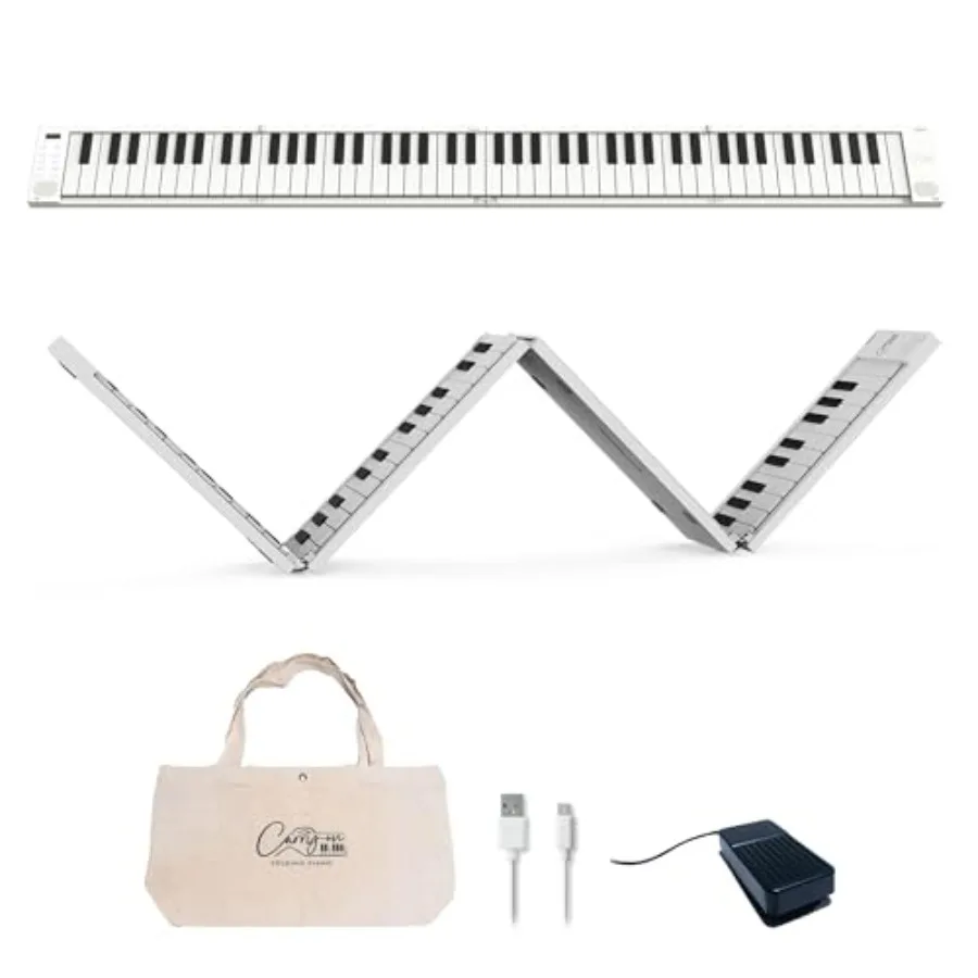 Portable folding digital piano: white 88-key USB MIDI controller with rechargeable battery
Portable folding digital piano: white 88-key USB MIDI controller with rechargeable battery
