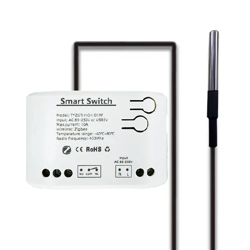 B18B 4 шт. Tuya умный переключатель Zigbee с датчиком температуры пассивный сухой контакт реле Zigbee работает с домашним помощником AC85-250V
B18B 4 шт. Tuya умный переключатель Zigbee с датчиком температуры пассивный сухой контакт реле Zigbee работает с домашним помощником AC85-250V