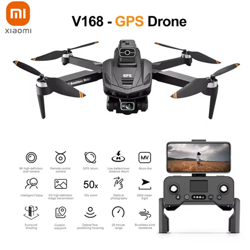 Xiaomi Mijia V168 GPS Дрон 4K Профессиональный HD Двойная камера 8K Дрон Бесщеточный двигатель 5G WIFI FPV Складной RC Квадрокоптер Вертолет
Xiaomi Mijia V168 GPS Дрон 4K Профессиональный HD Двойная камера 8K Дрон Бесщеточный двигатель 5G WIFI FPV Складной RC Квадрокоптер Вертолет