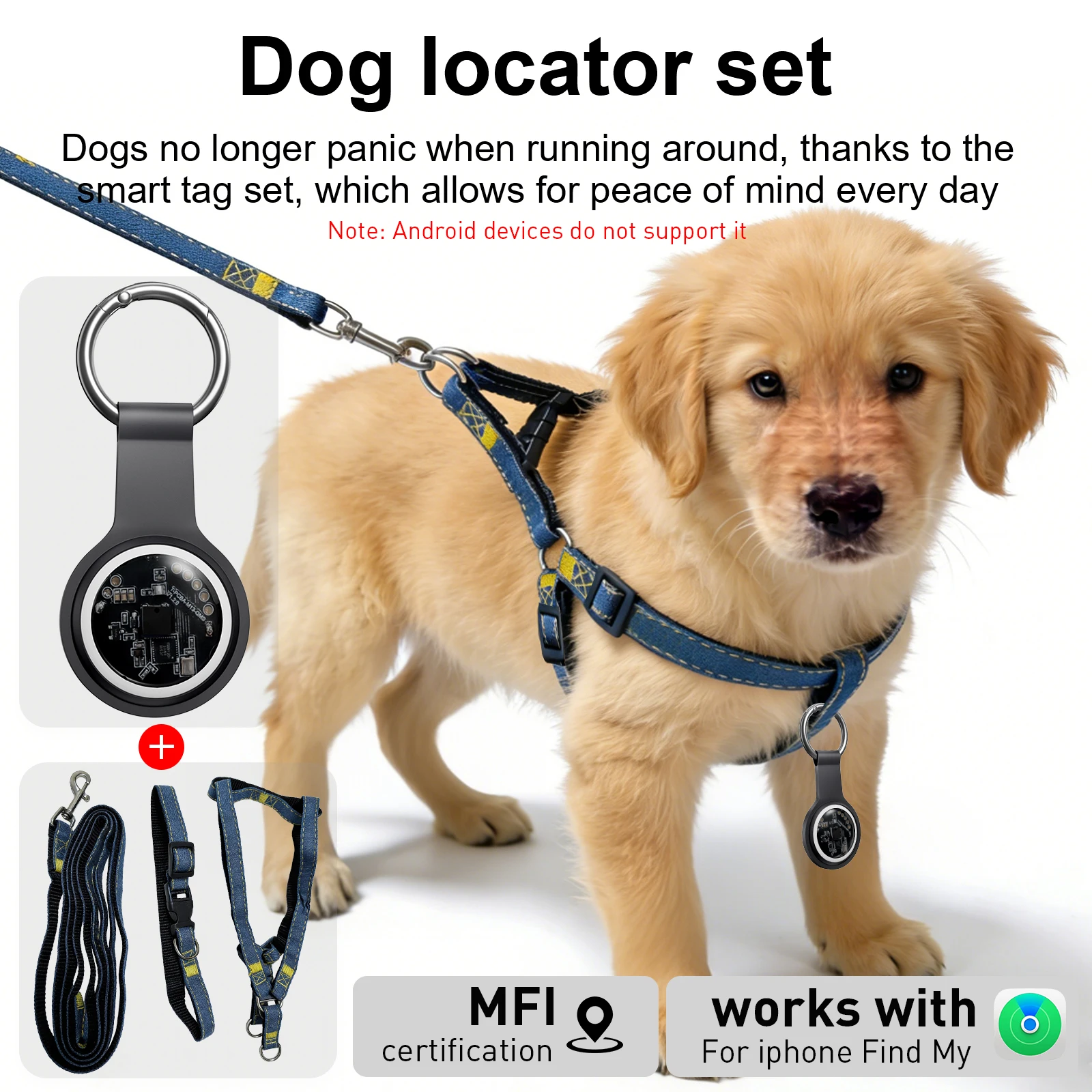 Smart GPS Small/Medium Dog Strap Traction Rope Tracking Set, Paired with Apple (Find My) Anti Loss Device, Dog Accessories
Smart GPS Small/Medium Dog Strap Traction Rope Tracking Set, Paired with Apple (Find My) Anti Loss Device, Dog Accessories