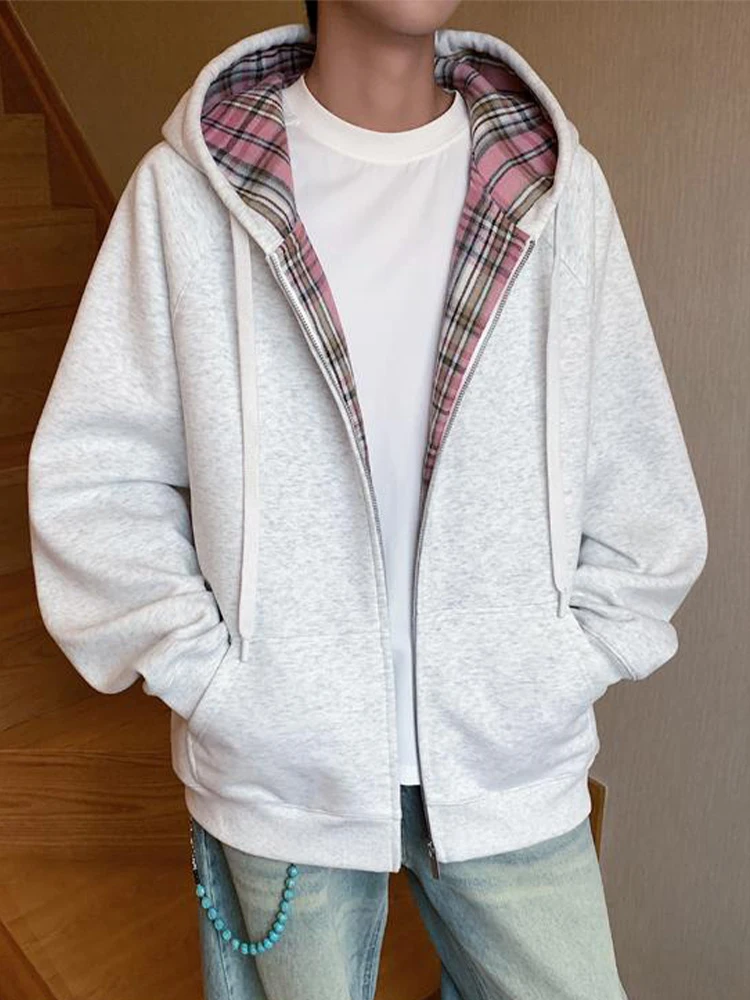 Retro American Plaid Hooded Open Cardigan Men's Sle Lazy Sle Hoodie Cleanfit Couple Outerwear Loose Fit Long Sve Zipper
Retro American Plaid Hooded Open Cardigan Men's Sle Lazy Sle Hoodie Cleanfit Couple Outerwear Loose Fit Long Sve Zipper