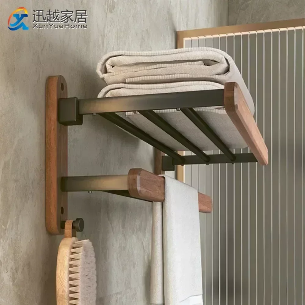 Solid Wood Space Aluminium Towel Rack Double Shelf Wall Mounted Black Shower Organiser Bathroom Accessories Hook Holder
Solid Wood Space Aluminium Towel Rack Double Shelf Wall Mounted Black Shower Organiser Bathroom Accessories Hook Holder