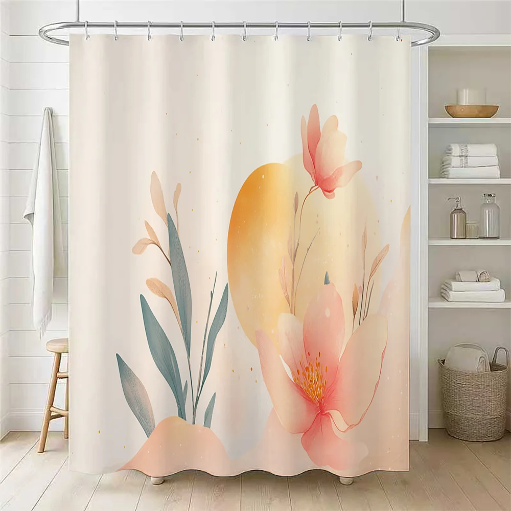 Watercolor Floral Shower Curtain, Abstract Pink Flower and Yellow Moon Art, Boho Bathroom Decor, Soft Pastel Plant Print
Watercolor Floral Shower Curtain, Abstract Pink Flower and Yellow Moon Art, Boho Bathroom Decor, Soft Pastel Plant Print