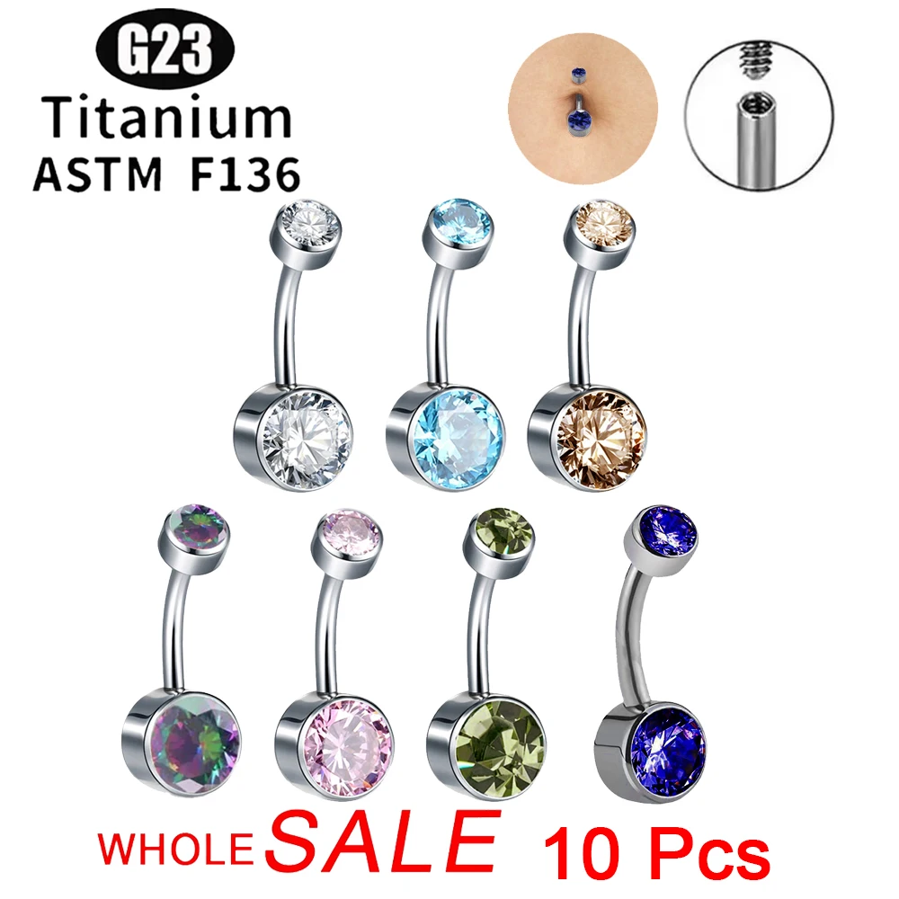 Wholesale G23 TItanium 5A Round Zircon CZ Belly Button Ring Body Jewelry Internal Threaded Bezel Set
Wholesale G23 TItanium 5A Round Zircon CZ Belly Button Ring Body Jewelry Internal Threaded Bezel Set