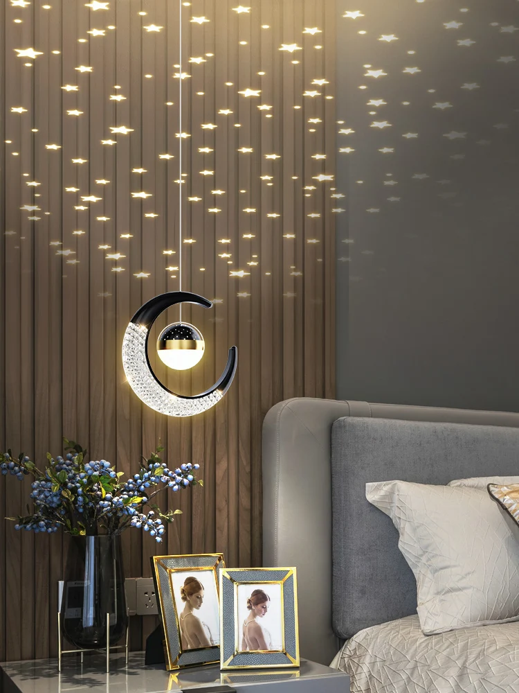 Modern simple bedside bedroom chandelier creative moon star sky children's room balcony bar restaurant net red small chandelier
Modern simple bedside bedroom chandelier creative moon star sky children's room balcony bar restaurant net red small chandelier