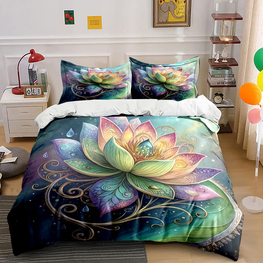 Colorful painted lotus with spirals Pattern Duvet Cover Set Digital Print Colorful Polyester Bedding with Zipper Closur
Colorful painted lotus with spirals Pattern Duvet Cover Set Digital Print Colorful Polyester Bedding with Zipper Closur