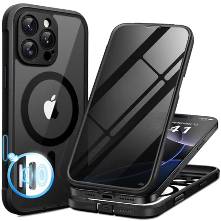 for iPhone 16 Pro Max Case, Compatible with MagSafe, Built-in Privacy Screen Protector, Camera Protection, Shockproof Full Body
for iPhone 16 Pro Max Case, Compatible with MagSafe, Built-in Privacy Screen Protector, Camera Protection, Shockproof Full Body