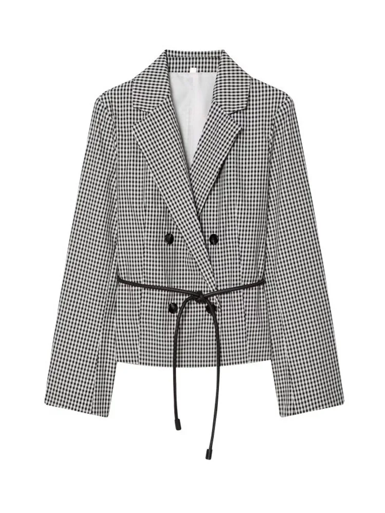 Women Blazers Coats 2026 Spring Autumn Plaid Double Breasted Sashes Bow Female Elegant Street Blazer Outerwear Clothing
Women Blazers Coats 2026 Spring Autumn Plaid Double Breasted Sashes Bow Female Elegant Street Blazer Outerwear Clothing