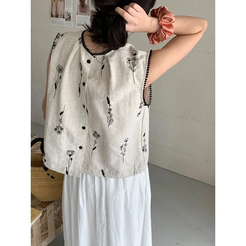 Suzhou Clothing Retro Floral Embroidery round Ne Linen Svel irt Women's Casual Summer Faion 2025
Suzhou Clothing Retro Floral Embroidery round Ne Linen Svel irt Women's Casual Summer Faion 2025