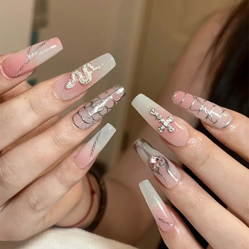24pcs silver Serpentine Wear Nail Long T Nail patch fake nails Full Cover Fake Nail Stick-On Nails Manicure Tool
24pcs silver Serpentine Wear Nail Long T Nail patch fake nails Full Cover Fake Nail Stick-On Nails Manicure Tool
