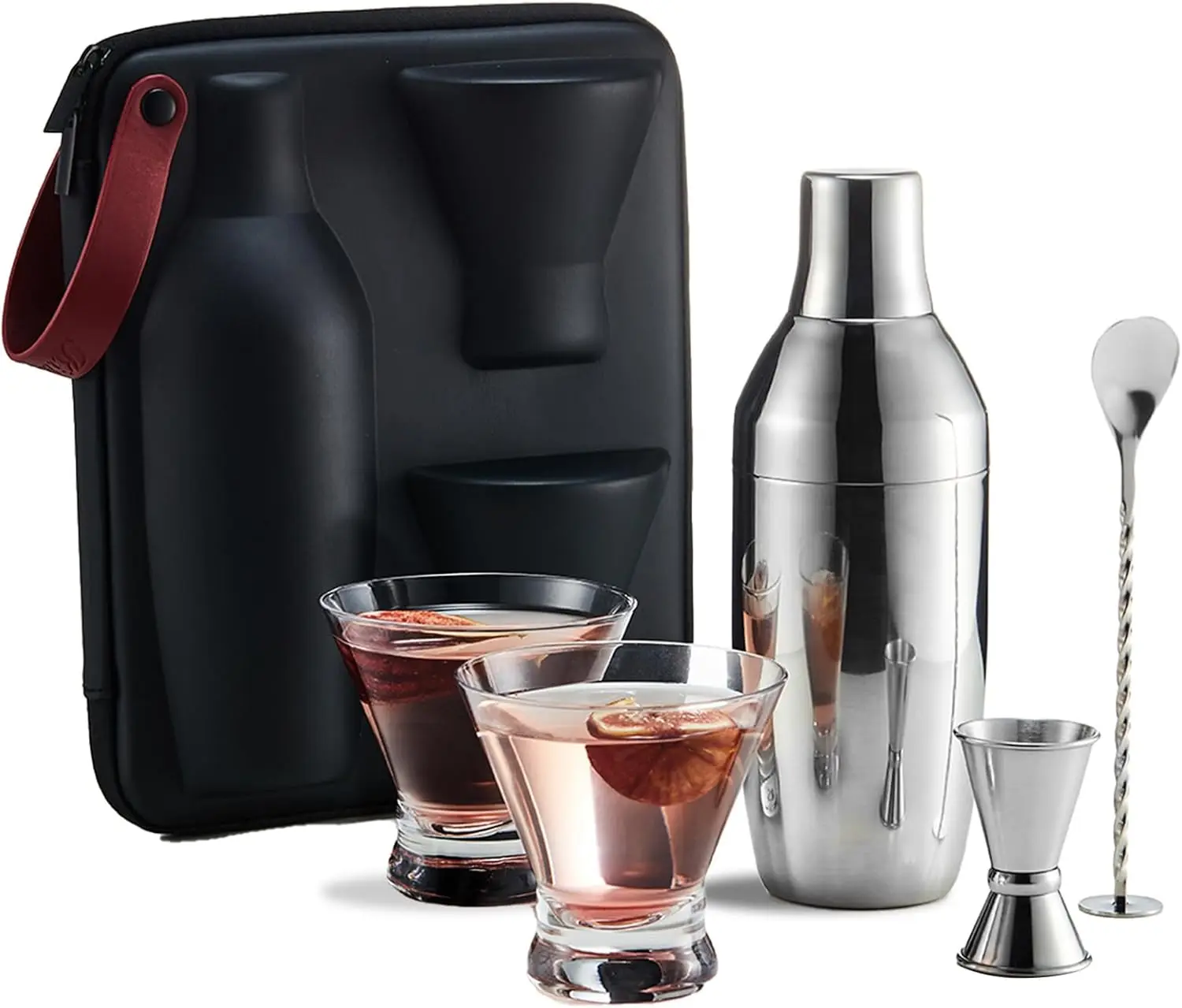 Cocktail Shaker Set with Carry Case, Vacuum Insulated Martini Shaker with Built-in Strainer, 2 Glasses & Bar Tools for Home or
Cocktail Shaker Set with Carry Case, Vacuum Insulated Martini Shaker with Built-in Strainer, 2 Glasses & Bar Tools for Home or
