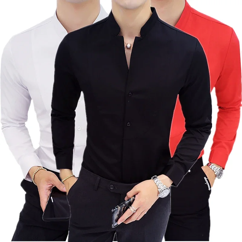 Black Men Long Sleeve Shirt, White Single Breasted Collar Stretch Shirts, Red Fashion Slim Top,Asian Size M-5XL(Korean Slim Fit)
Black Men Long Sleeve Shirt, White Single Breasted Collar Stretch Shirts, Red Fashion Slim Top,Asian Size M-5XL(Korean Slim Fit)