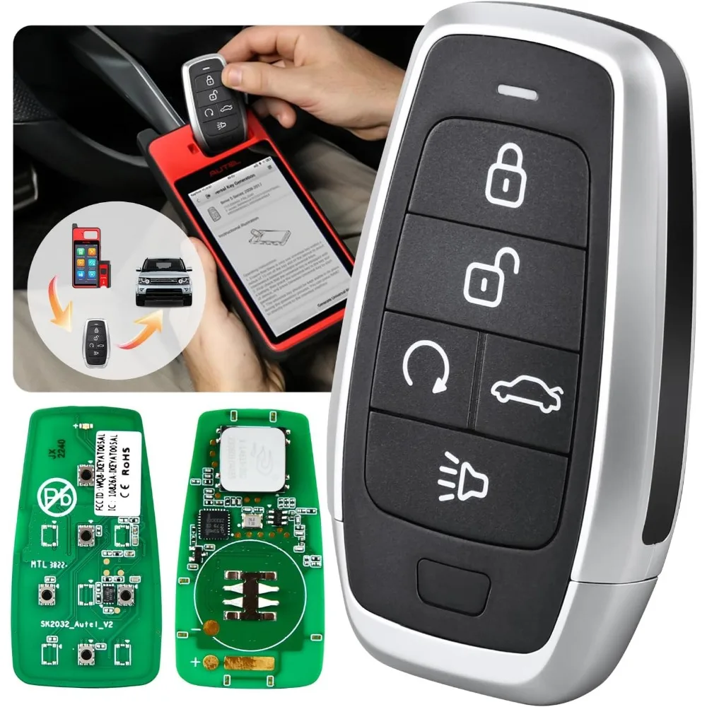 Programmable Universal Remote Car Key 5 Button OBD Learning Fits 700 Vehicles 130FT Range Multi Frequency