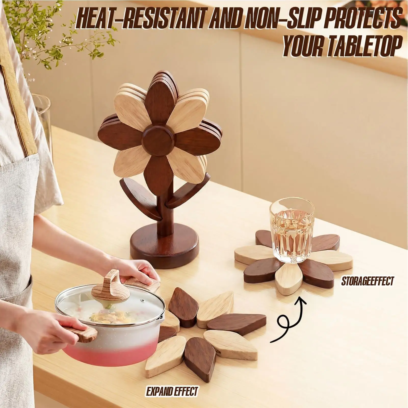 Wooden Trivets Foldable Decorative Sunflower Shaped Tabletop Protector Wooden Trivet Set for Counter Table Countertop Oven
Wooden Trivets Foldable Decorative Sunflower Shaped Tabletop Protector Wooden Trivet Set for Counter Table Countertop Oven