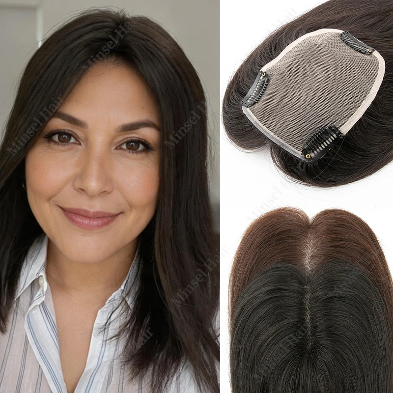 Virgin Human Hair Topper With 3 Clips In Hairpiece 8x10cm Breathable Large Lace Silk Base For Wide Hairpart/Grey Hair
Virgin Human Hair Topper With 3 Clips In Hairpiece 8x10cm Breathable Large Lace Silk Base For Wide Hairpart/Grey Hair
