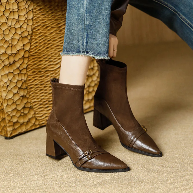 High Heels Women Ankle Boots Pointed Toe Chunky Leather Shoes Winter 2025 Sexy Pumps Elegant Chelsea Boots Mujer De Zapatillas
High Heels Women Ankle Boots Pointed Toe Chunky Leather Shoes Winter 2025 Sexy Pumps Elegant Chelsea Boots Mujer De Zapatillas