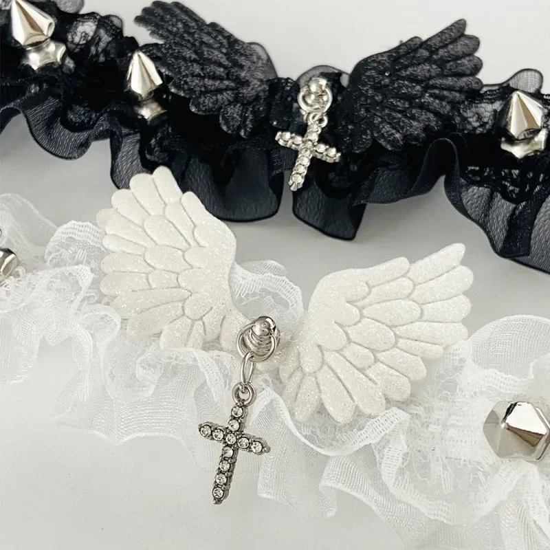 Angel Wings Rivet Lace Choker Sexy Black White Goth Pendant Crystal Cross Lolita Necklace for Women Festival Party Jewelry Gifts
Angel Wings Rivet Lace Choker Sexy Black White Goth Pendant Crystal Cross Lolita Necklace for Women Festival Party Jewelry Gifts