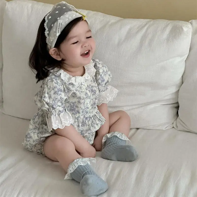 2025 Summer New Baby Short Sleeve Bodysuit Flower Print Infant Girl Sweet Lace Collar Jumpsuit Thin Newborn Clothes 0-24M
2025 Summer New Baby Short Sleeve Bodysuit Flower Print Infant Girl Sweet Lace Collar Jumpsuit Thin Newborn Clothes 0-24M