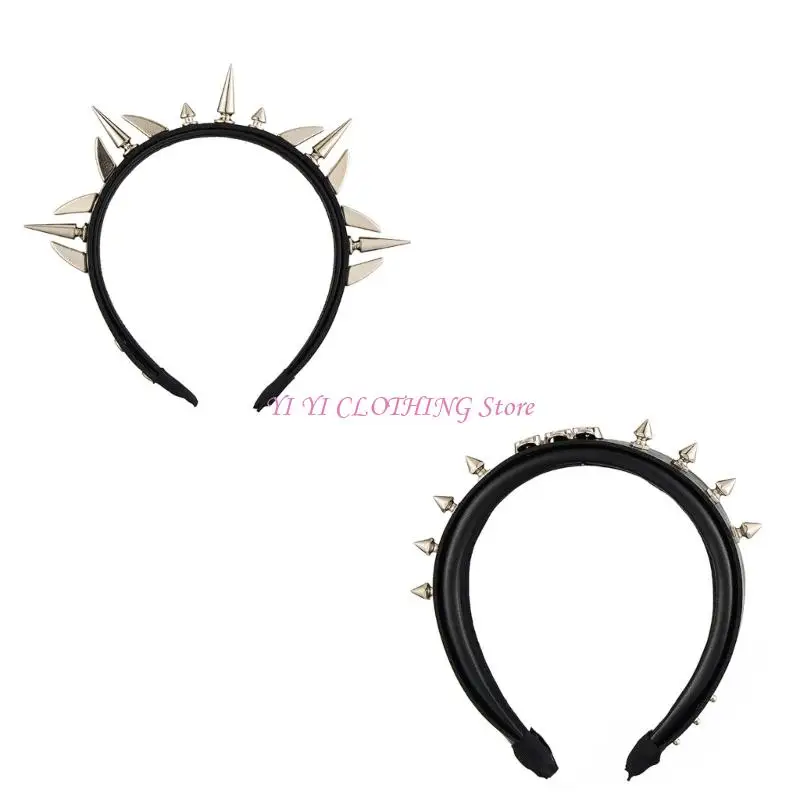 N5KF Punk Black Leather Headband Rocker Hair Decoration With Studs For Women And Men Fashion Accessory
N5KF Punk Black Leather Headband Rocker Hair Decoration With Studs For Women And Men Fashion Accessory