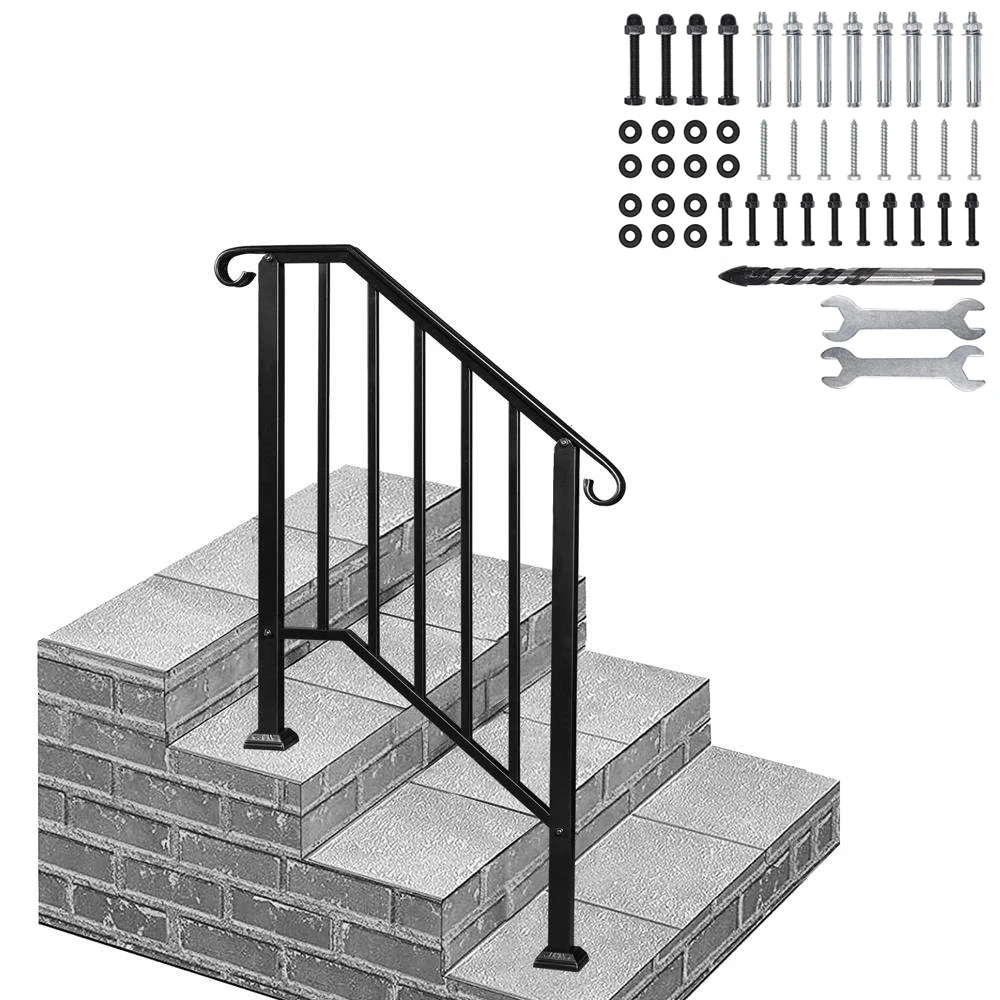 Handrails for Outdoor Steps Wrought Iron Handrail Fits 2 or 3 Steps Transitional Handrail with Installation Kit Stair Railing
Handrails for Outdoor Steps Wrought Iron Handrail Fits 2 or 3 Steps Transitional Handrail with Installation Kit Stair Railing
