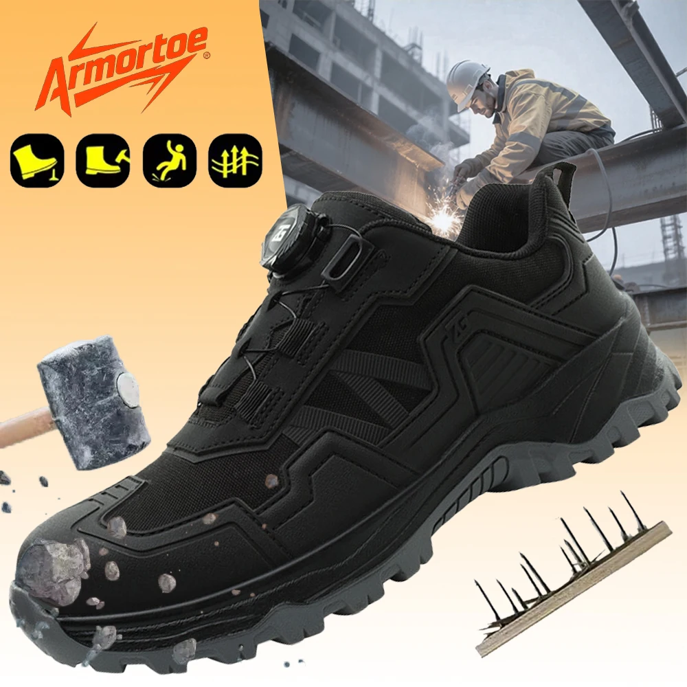 ArmorToe Safety Work Shoes, Anti-Impact Puncture Resistant, Wear-Resistant Rubber Sole, Easy Slip-On Construction Site #3015
ArmorToe Safety Work Shoes, Anti-Impact Puncture Resistant, Wear-Resistant Rubber Sole, Easy Slip-On Construction Site #3015