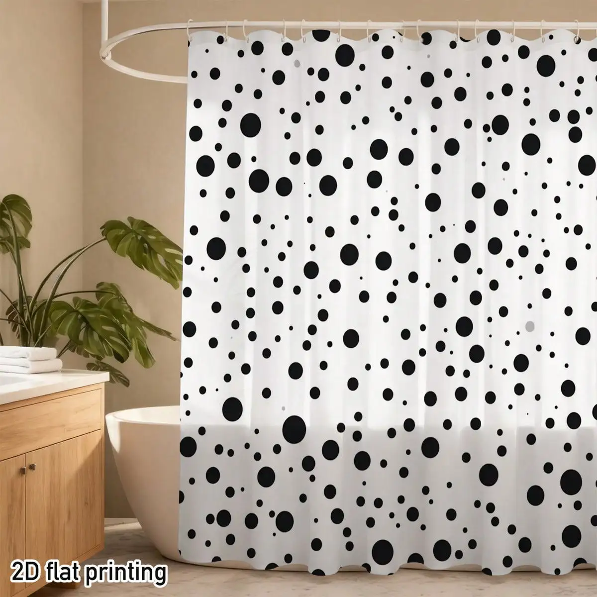 1PC Minimalist 2D Polka Dot Shower Curtain, Modern Abstract Black Dot Pattern Fashion Bathroom Partition Curtain For Home Decor
1PC Minimalist 2D Polka Dot Shower Curtain, Modern Abstract Black Dot Pattern Fashion Bathroom Partition Curtain For Home Decor