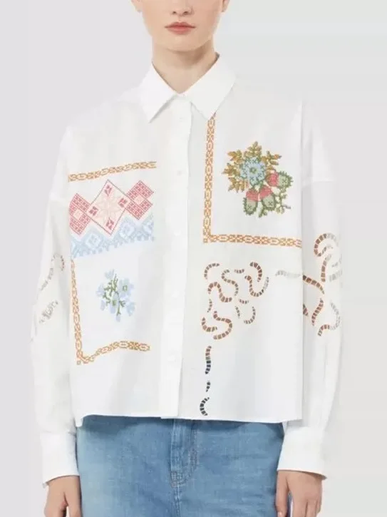 Spring Summer New Heavy Embroidery Cross Cotton Loose Shirt Top Hollow out Design Women's Bohemian Style Long Sleeve Blouse
Spring Summer New Heavy Embroidery Cross Cotton Loose Shirt Top Hollow out Design Women's Bohemian Style Long Sleeve Blouse