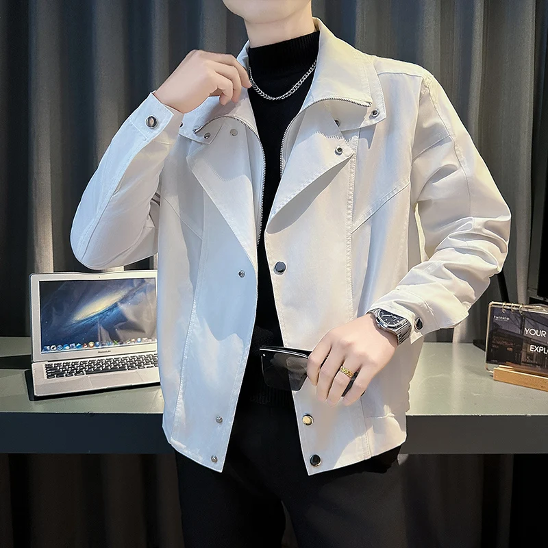 Korean Fashion Fake Two Piece Motorcycle Jacket for Men Solid Color Casual Social Streetwear Outwear Coats Men Clothing 2025
Korean Fashion Fake Two Piece Motorcycle Jacket for Men Solid Color Casual Social Streetwear Outwear Coats Men Clothing 2025