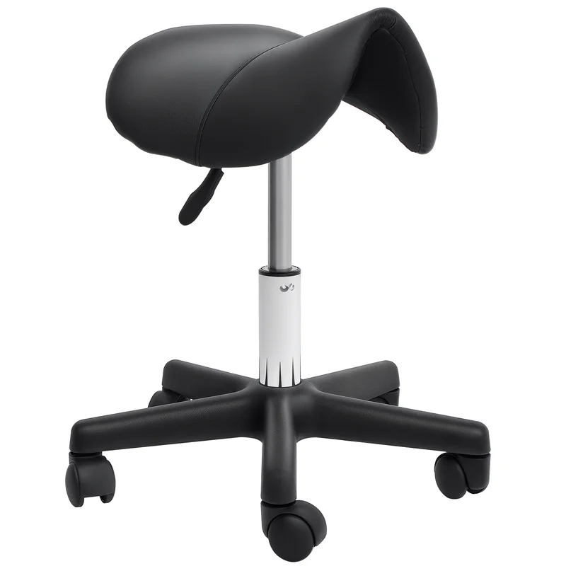 Stool with Casters, Saddle-shaped Seat, Height Adjustable, 360° Swivel, Artificial Leather, 35 X 38 X 45-55 Cm – Black
Stool with Casters, Saddle-shaped Seat, Height Adjustable, 360° Swivel, Artificial Leather, 35 X 38 X 45-55 Cm – Black