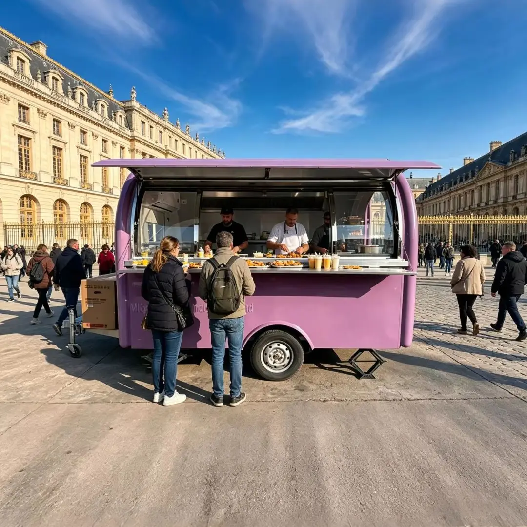 Purple Curved Mobile Food Trailer Commercial Food Truck with Awning for Fast Food Street Vending
Purple Curved Mobile Food Trailer Commercial Food Truck with Awning for Fast Food Street Vending