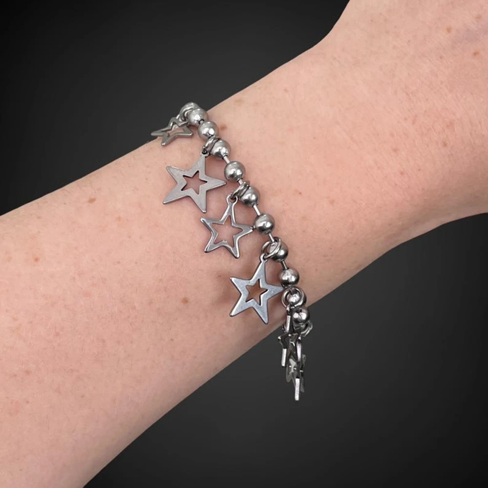 Grunge Ball Chain Star Charms Bracelet for Women y2k Stainless Steel Bead Chain Bracelet Gift Jewelrry
Grunge Ball Chain Star Charms Bracelet for Women y2k Stainless Steel Bead Chain Bracelet Gift Jewelrry