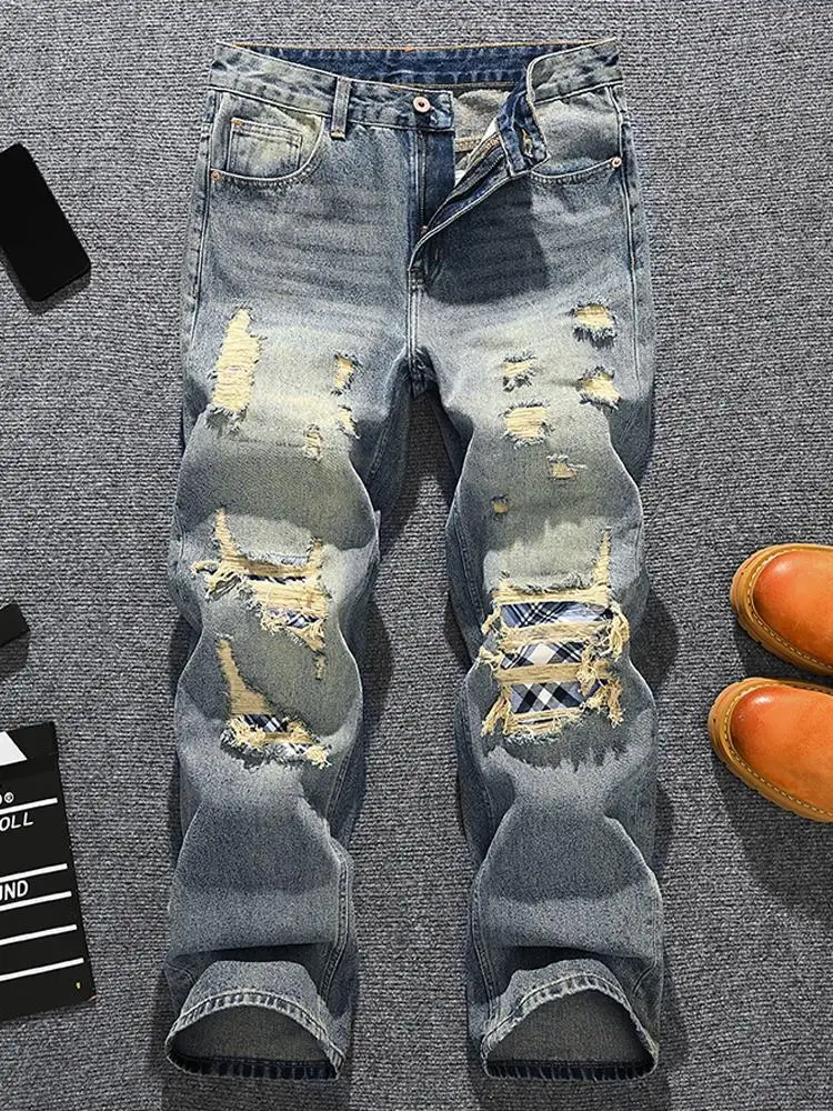 2025 Fashion Street Trendy Brand Retro Jeans Men's Loose Straight Tube Piercing Patch Nostalgic Wide Leg Pants
2025 Fashion Street Trendy Brand Retro Jeans Men's Loose Straight Tube Piercing Patch Nostalgic Wide Leg Pants