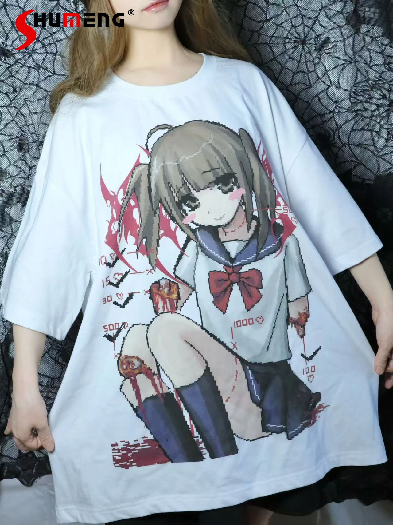 Japanese Mine Style Subculture Sweet Cute Girl T-shirt Round Neck Short Sleeve Cartoon Print Loose Casual Long Tops Women Summer
Japanese Mine Style Subculture Sweet Cute Girl T-shirt Round Neck Short Sleeve Cartoon Print Loose Casual Long Tops Women Summer