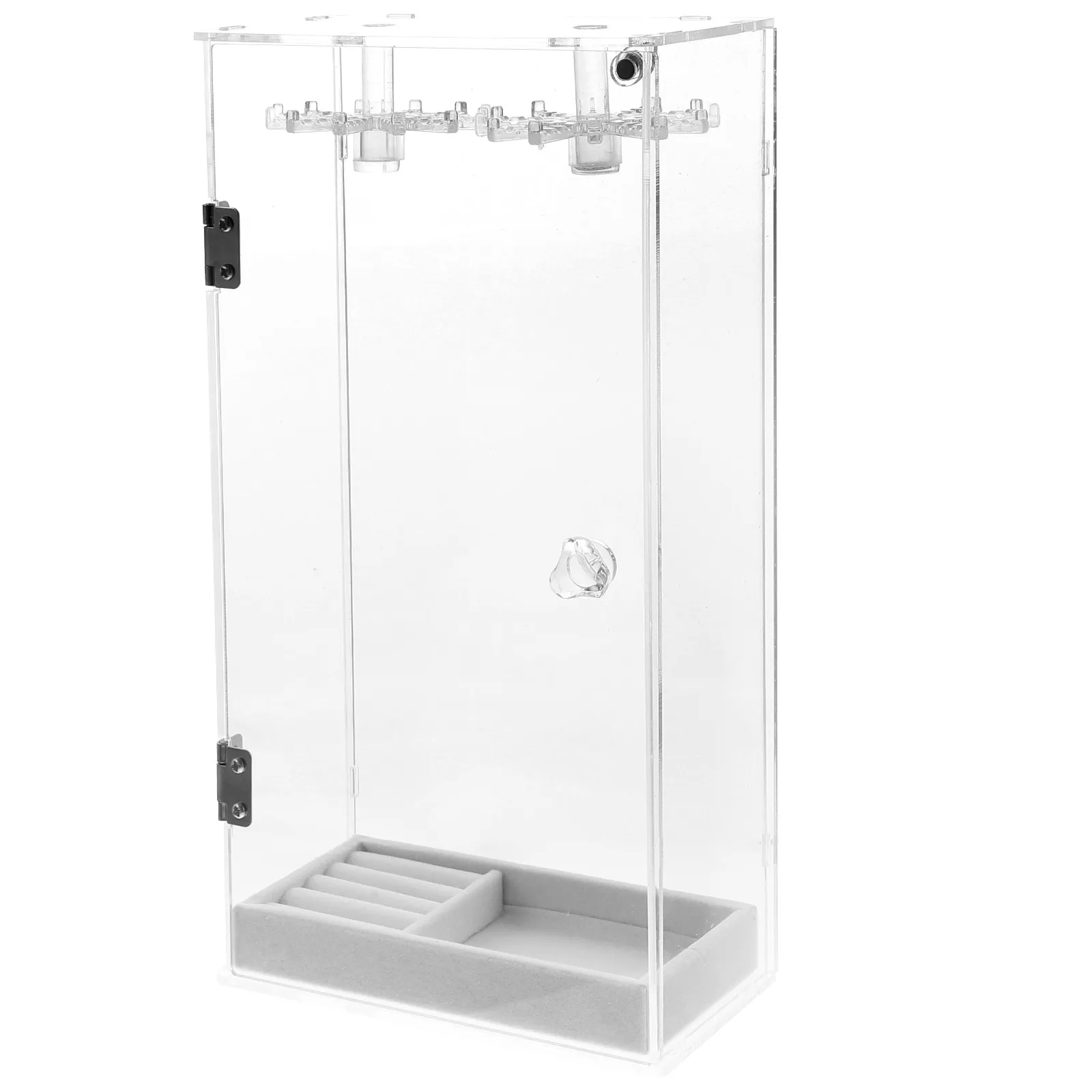 Acrylic 24 Hooks Necklace Display Stand Rotation Design Transparent Jewelry Organizer Holder with Multi Hooks and Ring Tray
Acrylic 24 Hooks Necklace Display Stand Rotation Design Transparent Jewelry Organizer Holder with Multi Hooks and Ring Tray