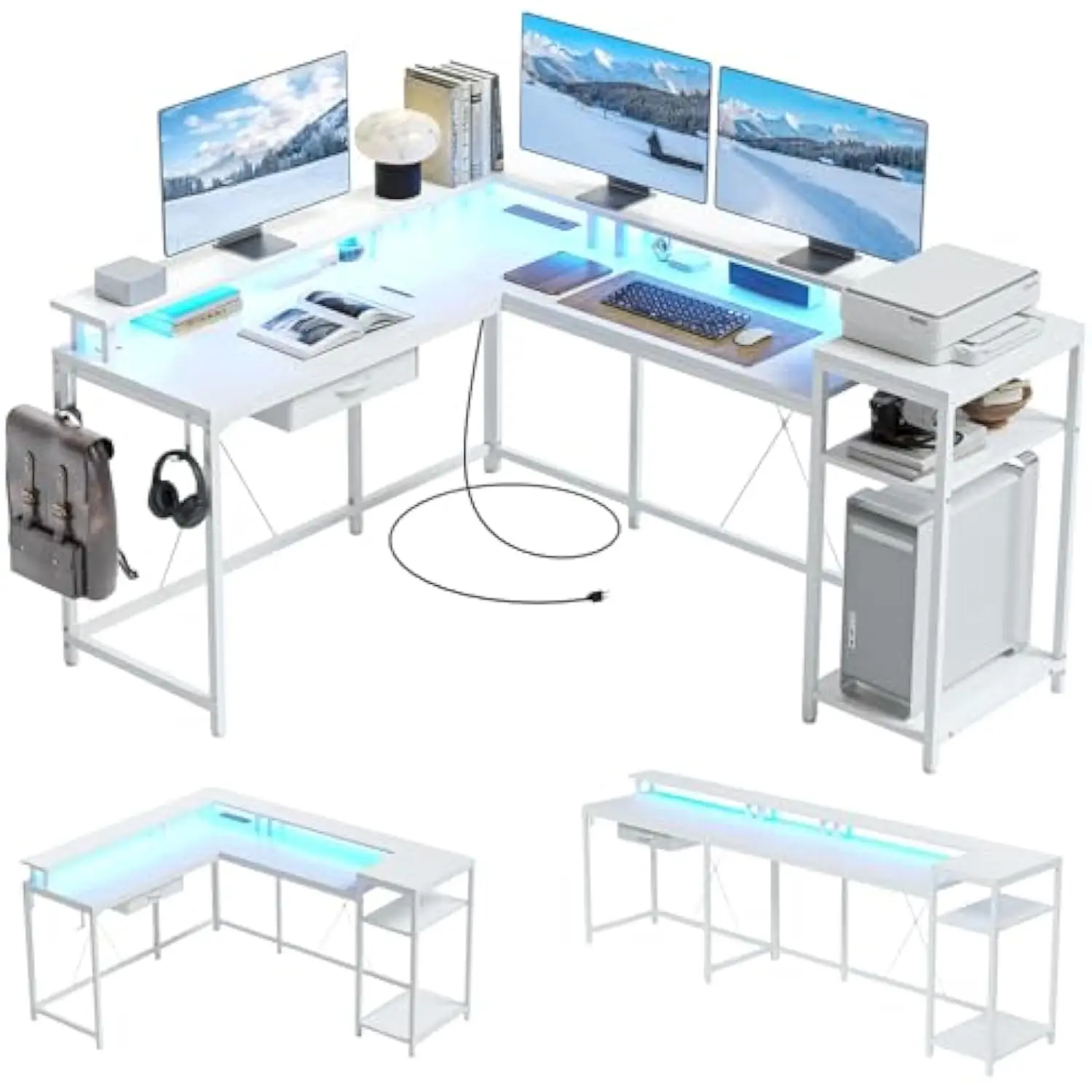 L Shaped Gaming Desk,68 Computer Desk with Power Outlets & LED Lights, Home Office Desk with File Drawer, Corner Desk with Mon
L Shaped Gaming Desk,68 Computer Desk with Power Outlets & LED Lights, Home Office Desk with File Drawer, Corner Desk with Mon