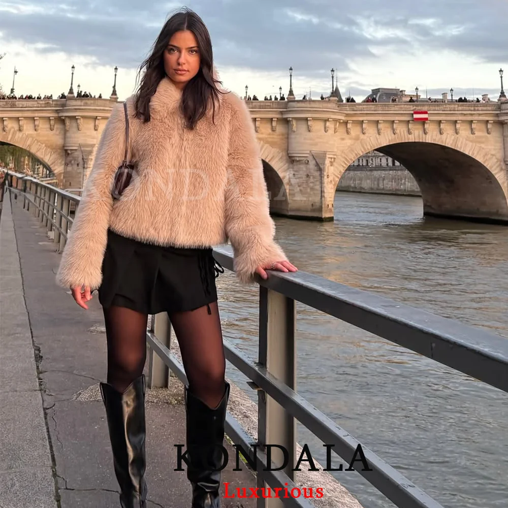 KONDALA Casual Chic Beige Fur Zipper Jackets Women Long Sleeve Turn Down Collar Thick Warm Coats Fashion 2025 Autumn Winter Coat
KONDALA Casual Chic Beige Fur Zipper Jackets Women Long Sleeve Turn Down Collar Thick Warm Coats Fashion 2025 Autumn Winter Coat