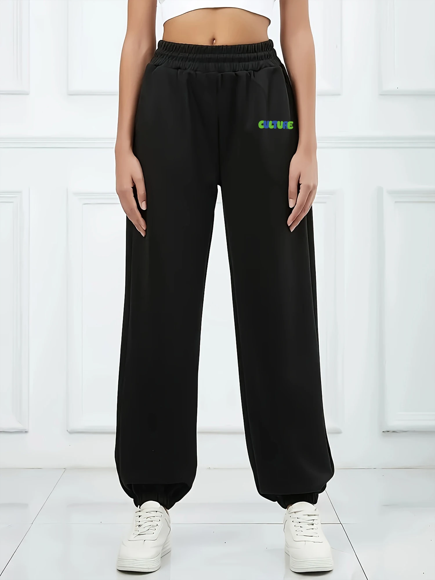 Casual Sweatpants, Green Blue Block Culture Print Jogger Pants, Loose Soft Fabric Ladies Streetwear Bottom
Casual Sweatpants, Green Blue Block Culture Print Jogger Pants, Loose Soft Fabric Ladies Streetwear Bottom