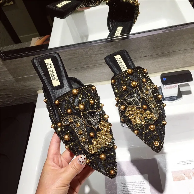 Fashion Designer Women's Shoes Exquisite Rhinestone Muller Slippers for Woman Fashion Pointed Tip Casual Shoes Zapatos De Mujer
Fashion Designer Women's Shoes Exquisite Rhinestone Muller Slippers for Woman Fashion Pointed Tip Casual Shoes Zapatos De Mujer