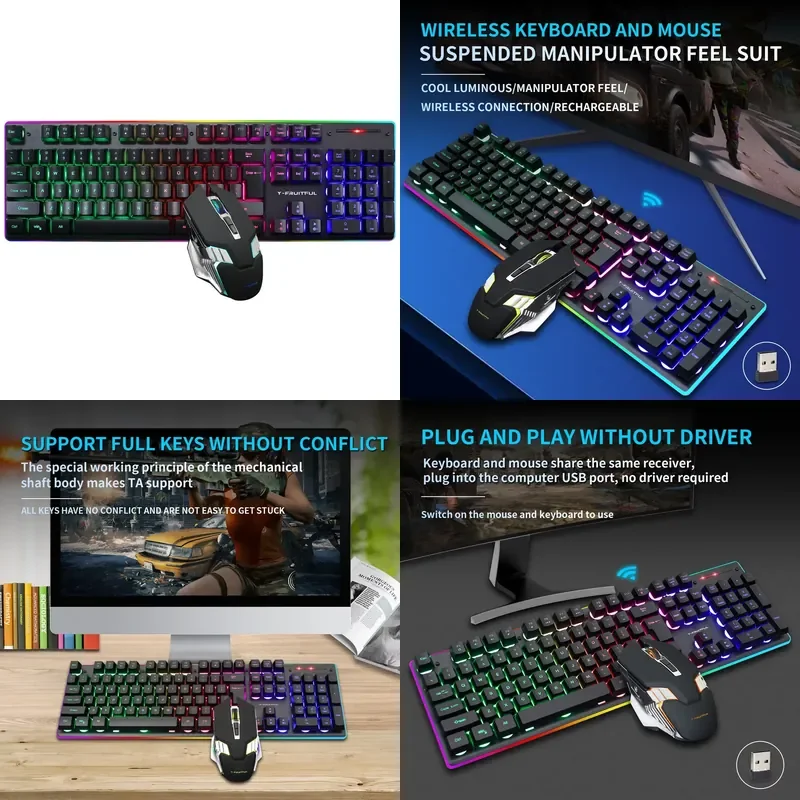 104 Keys RGB Computer Wireless USB Rechargeable Gaming Mechanical Keyboard And Mouse Combos
104 Keys RGB Computer Wireless USB Rechargeable Gaming Mechanical Keyboard And Mouse Combos