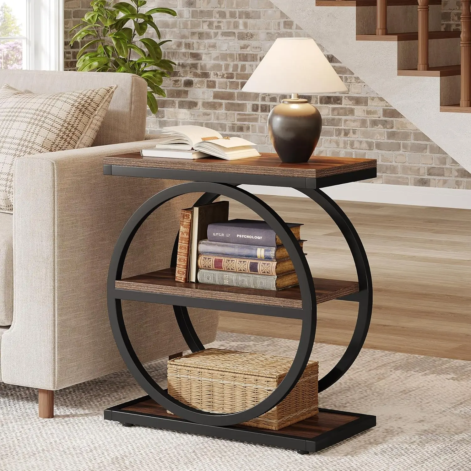 Tribesigns End Table, Narrow End Table with 3 Storage Shelves, Wood Side Table with Black Metal Frames, Industrial Sofa table
Tribesigns End Table, Narrow End Table with 3 Storage Shelves, Wood Side Table with Black Metal Frames, Industrial Sofa table