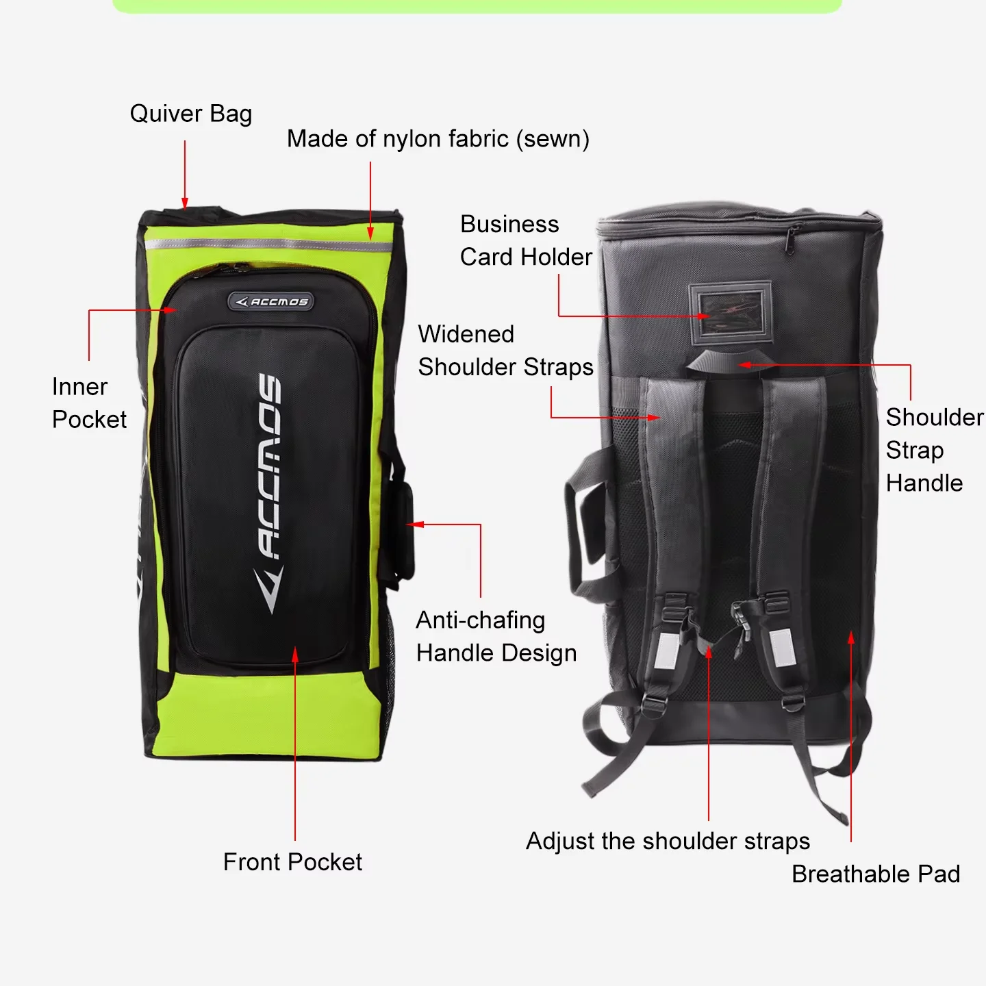 ACCMOS Archery Nylon Recurve bow bag Arrow box Quiver with Takedown Backpack for Outdoor Shooting
ACCMOS Archery Nylon Recurve bow bag Arrow box Quiver with Takedown Backpack for Outdoor Shooting