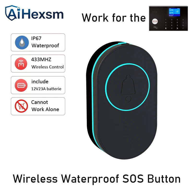 433MHz One-key alarm Waterproof Wireless Doorbell Button SOS Emergency Panic Button LED Night for GSM G30 103 Alarm Accessories
433MHz One-key alarm Waterproof Wireless Doorbell Button SOS Emergency Panic Button LED Night for GSM G30 103 Alarm Accessories