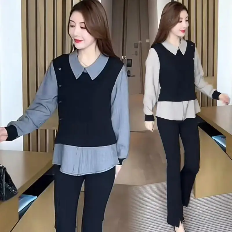 Loose Women's Cotton irt Two-Piece Set Commute Sle Faux Boting Fake Long Sve Color Blo Spring 2023 Faion Trend
Loose Women's Cotton irt Two-Piece Set Commute Sle Faux Boting Fake Long Sve Color Blo Spring 2023 Faion Trend