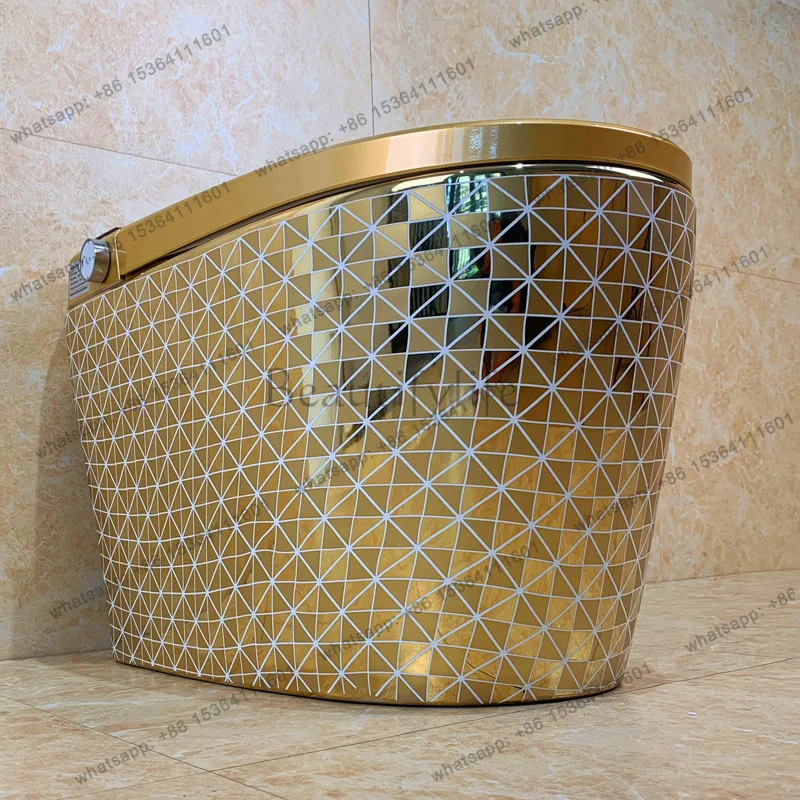 Tuhao Gold Smart Toilet Fully automatic colored gold with remote control siphon gold toilet
Tuhao Gold Smart Toilet Fully automatic colored gold with remote control siphon gold toilet