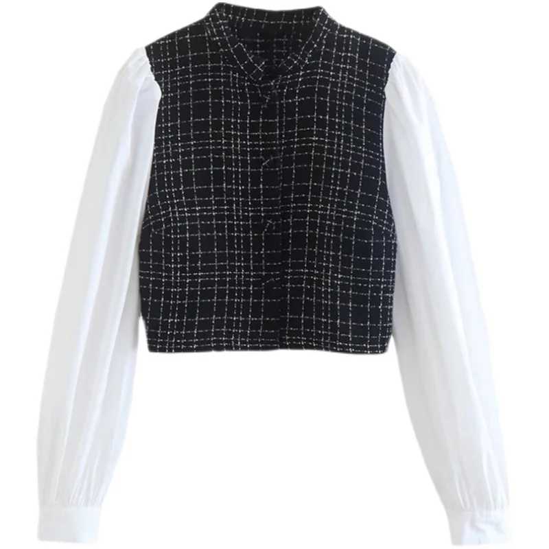 Fashionable Plaid Texture Patchwork Shirt Women's Commute Style Long Sleeve Button up Straight Cut Shirt Autumn New Arrival
Fashionable Plaid Texture Patchwork Shirt Women's Commute Style Long Sleeve Button up Straight Cut Shirt Autumn New Arrival