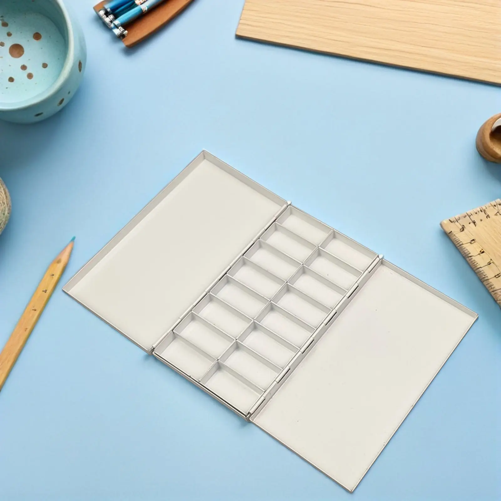 Empty Watercolor Paint Palette Metal Case 16 Full Pans Travel Tin Tray Reusable Easy Clean Mixing Paint Palette
Empty Watercolor Paint Palette Metal Case 16 Full Pans Travel Tin Tray Reusable Easy Clean Mixing Paint Palette