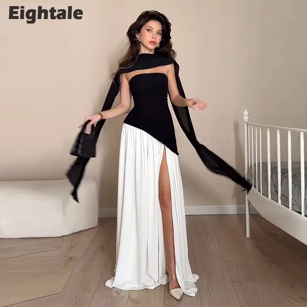 Eightale Elegant Evening Dress for Wedding Party Strapless Black and White Arabic Customized Formal Prom Gowns Robe De Soirée
Eightale Elegant Evening Dress for Wedding Party Strapless Black and White Arabic Customized Formal Prom Gowns Robe De Soirée