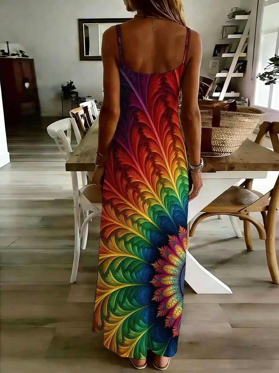 Colorful Mandala Print Sleeveless Backless Maxi Dress For Women Summer Beach Casual Wear
Colorful Mandala Print Sleeveless Backless Maxi Dress For Women Summer Beach Casual Wear
