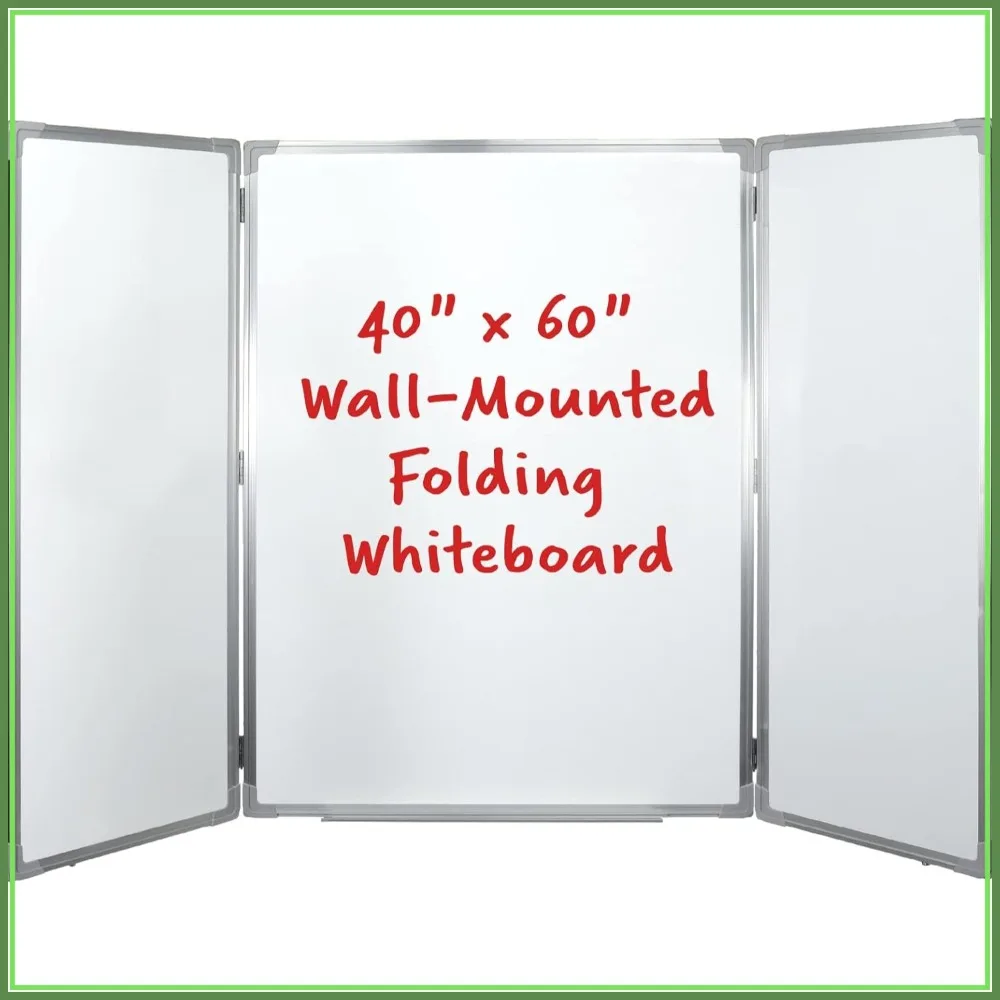 40" x 60" Wall-Mounted Folding Whiteboard with Magnetic Surface and Flip-Out Marker Tray
40" x 60" Wall-Mounted Folding Whiteboard with Magnetic Surface and Flip-Out Marker Tray