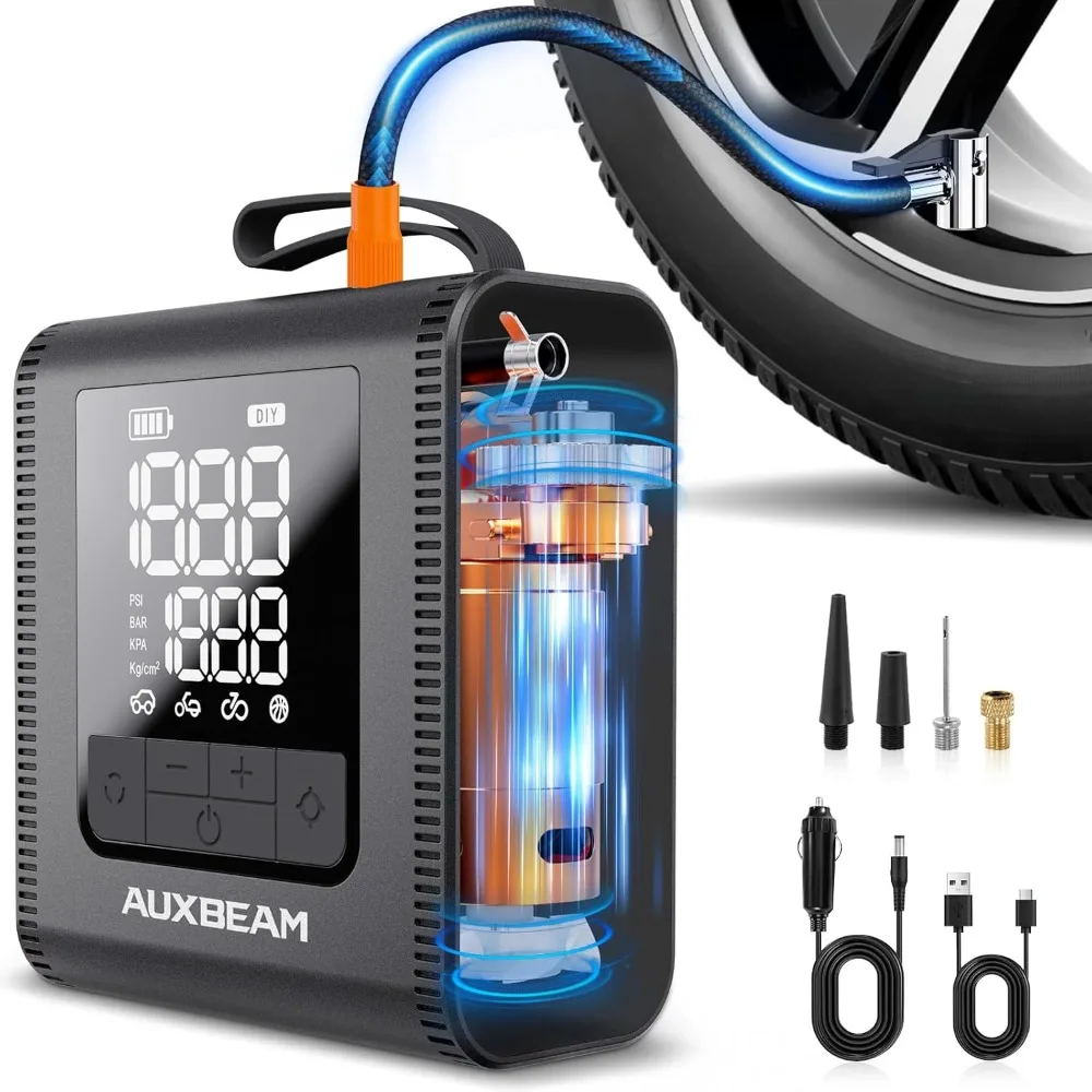 AUXBEAM H4Pro Tire Inflator Portable Air Compressor,150PSI 2 in 1 Rechargeable 5200mAh Car Tire Inflator Portable 4 Preset
AUXBEAM H4Pro Tire Inflator Portable Air Compressor,150PSI 2 in 1 Rechargeable 5200mAh Car Tire Inflator Portable 4 Preset